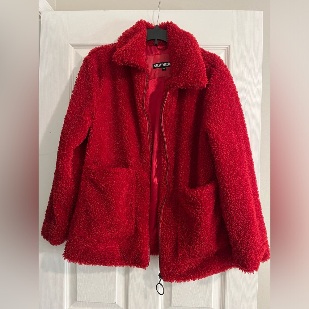 Steve Madden Women's Red Sherpa Jacket